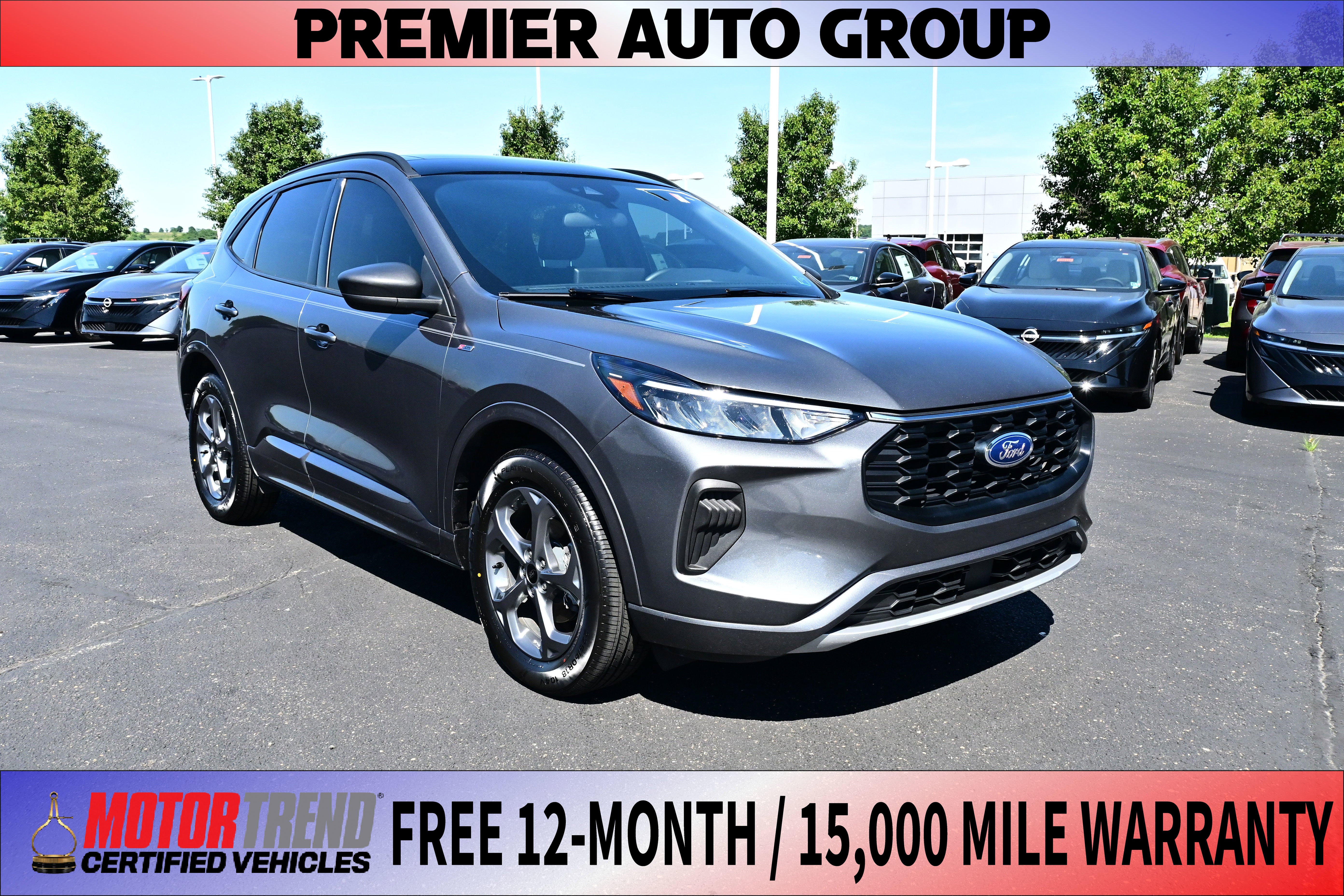 2023 Ford Escape ST-Line in Gray Metallic — front three-quarter view