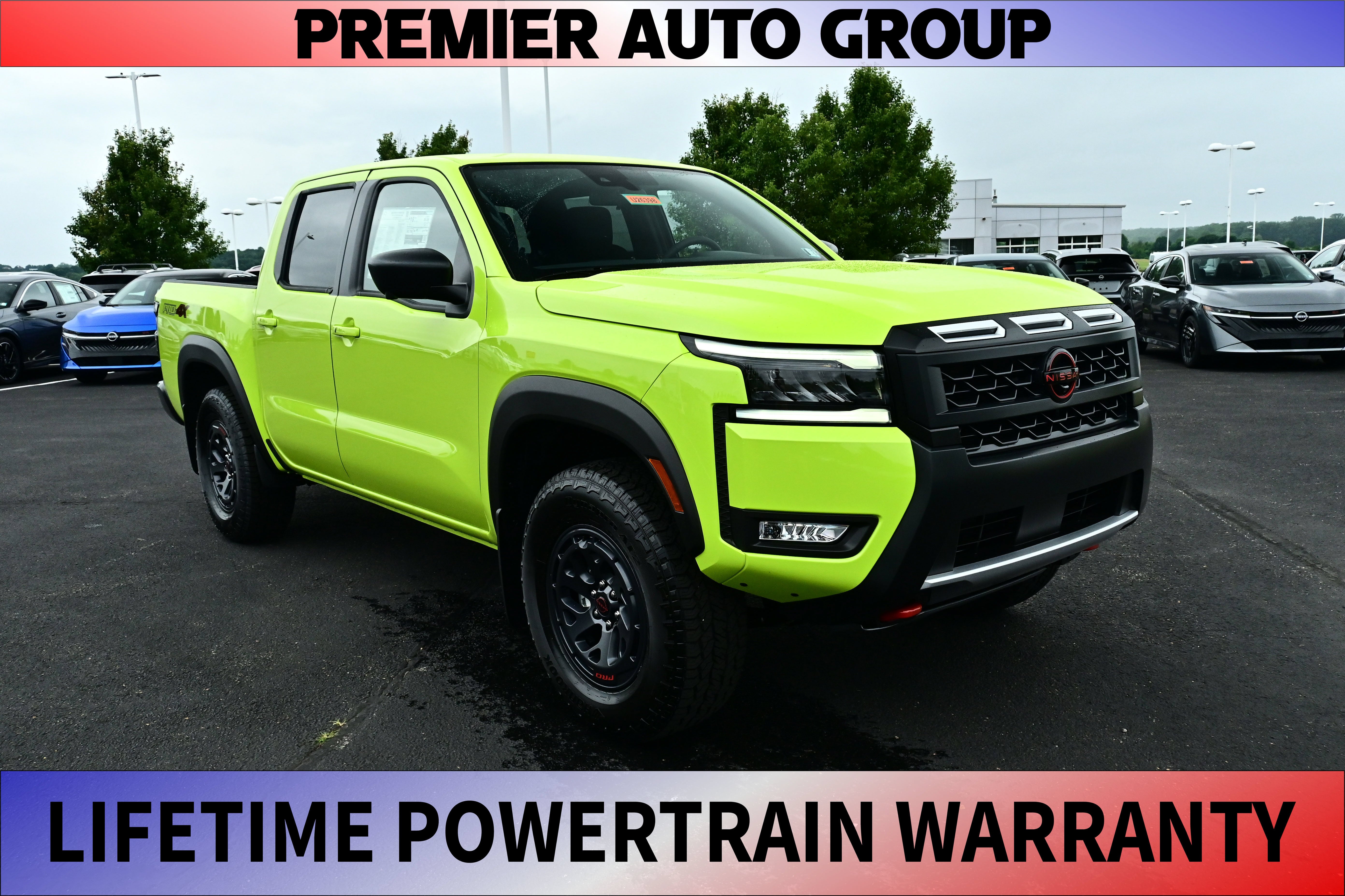 2026 Nissan Frontier Crew Cab PRO-4X in Citrus Strike — front three-quarter view