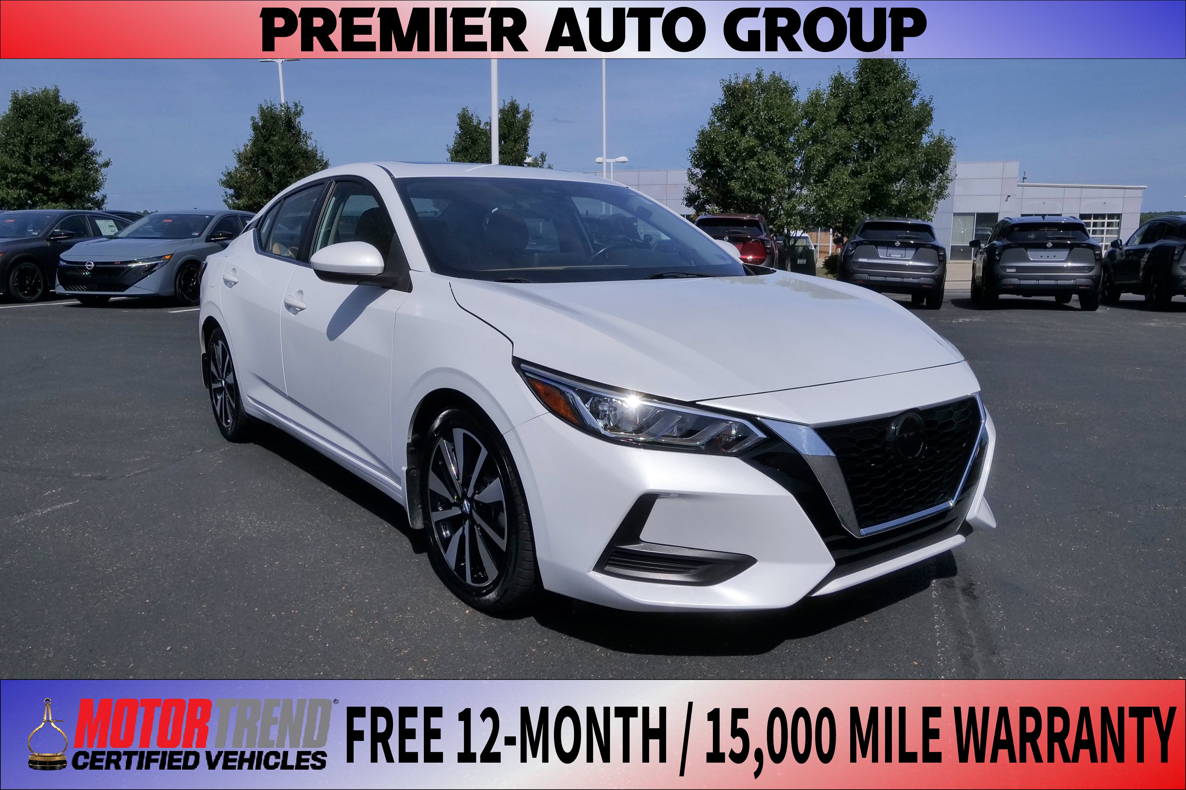 2021 Nissan Sentra SV in Aspen White Tricoat — front three-quarter view