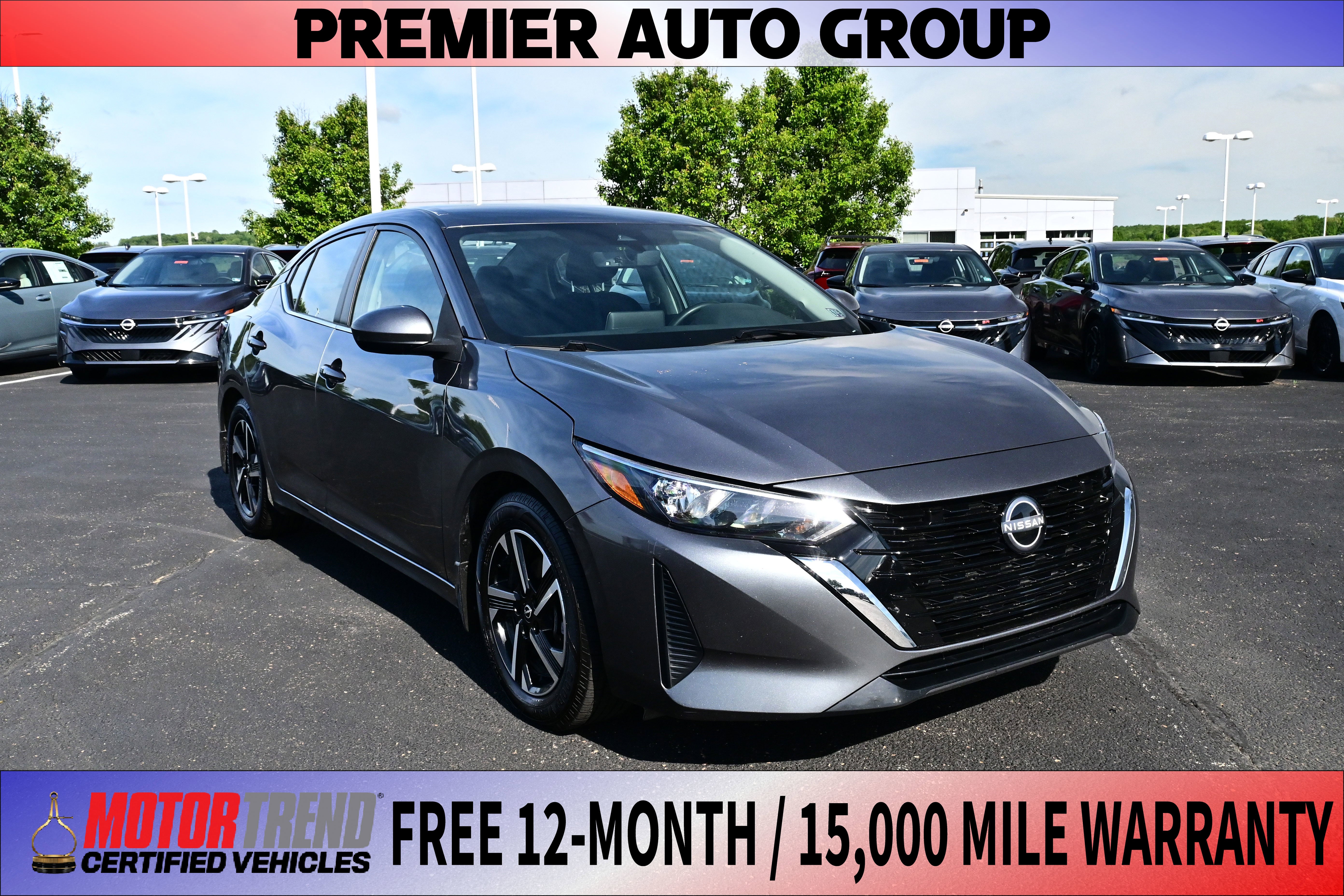 2024 Nissan Sentra SV in Gun Metallic — front three-quarter view