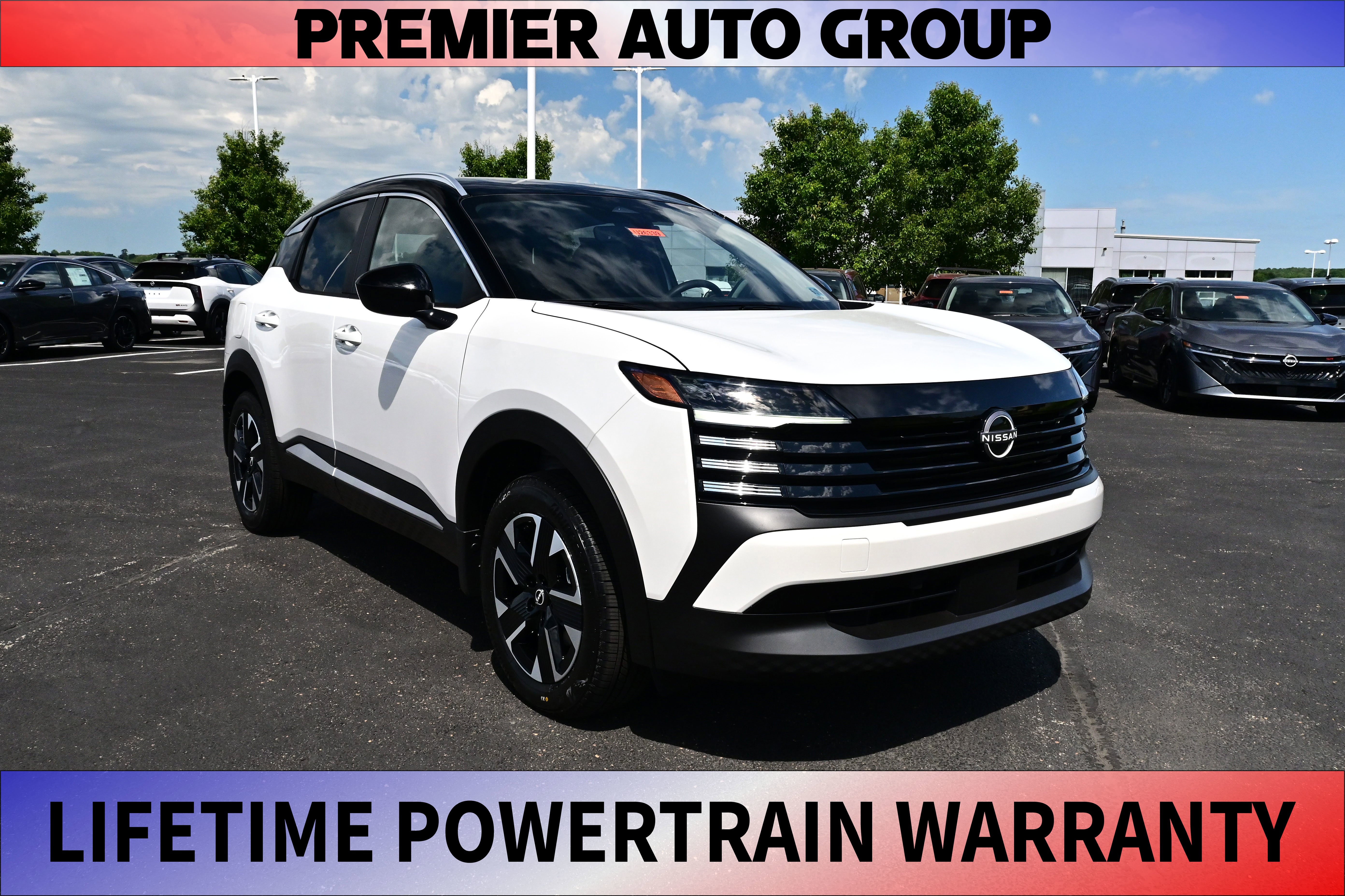 2026 Nissan Kicks SV in Aspen White Tricoat/Super Black — front three-quarter view