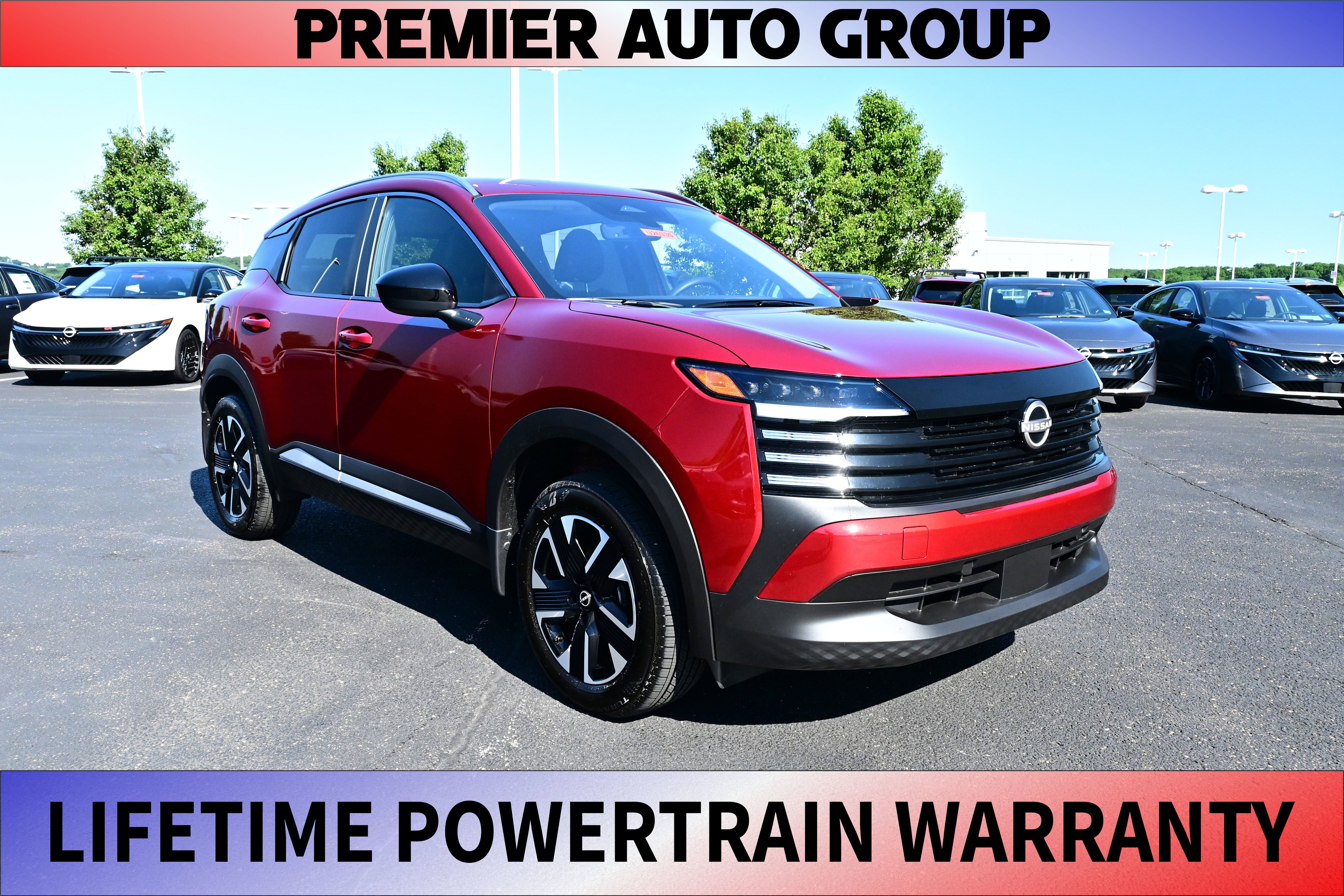 2026 Nissan Kicks SV in Scarlet Ember Tintcoat — front three-quarter view