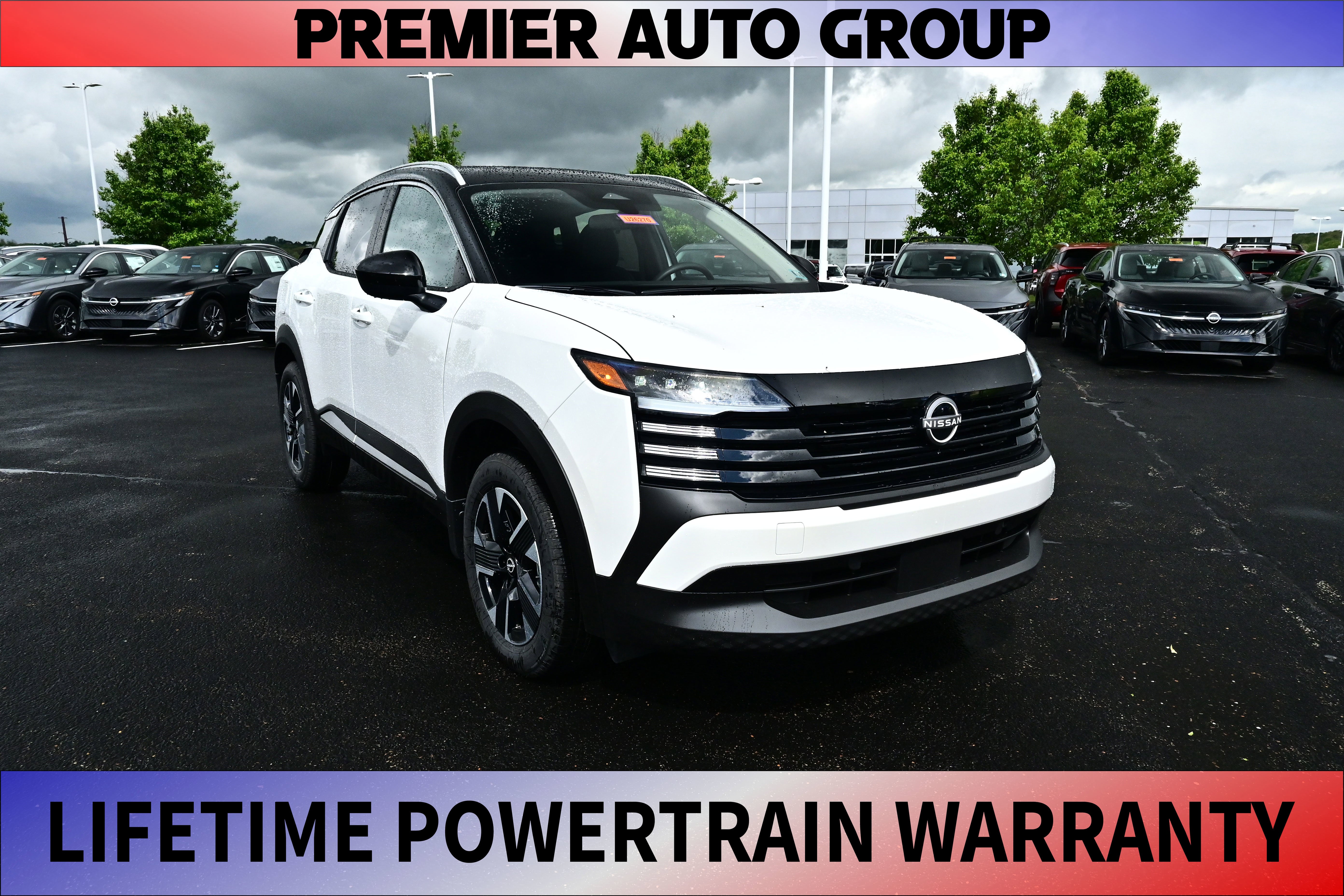 2026 Nissan Kicks SV in Aspen White Tricoat/Super Black — front three-quarter view