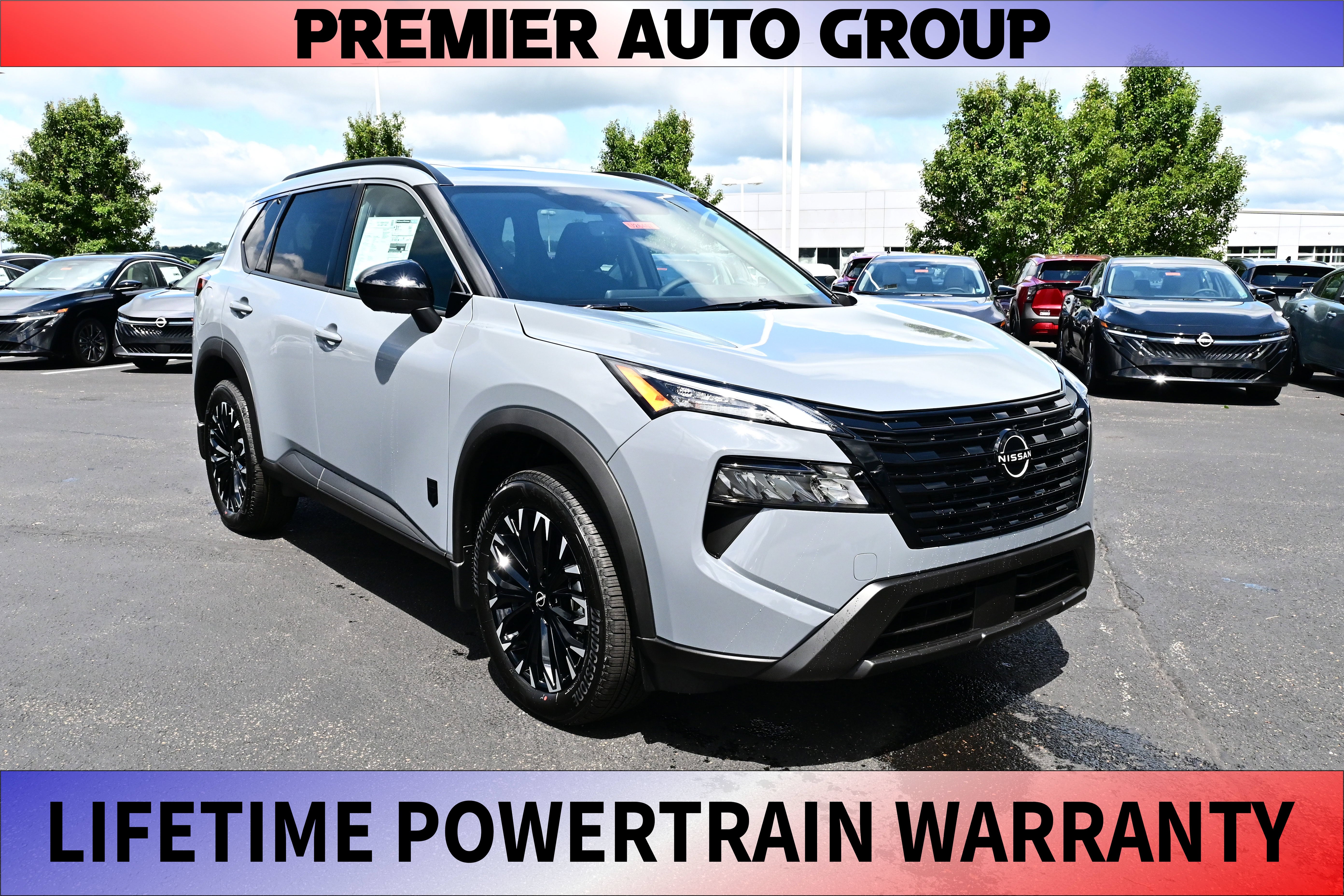 2026 Nissan Rogue Dark Armor in Boulder Gray Pearl — front three-quarter view