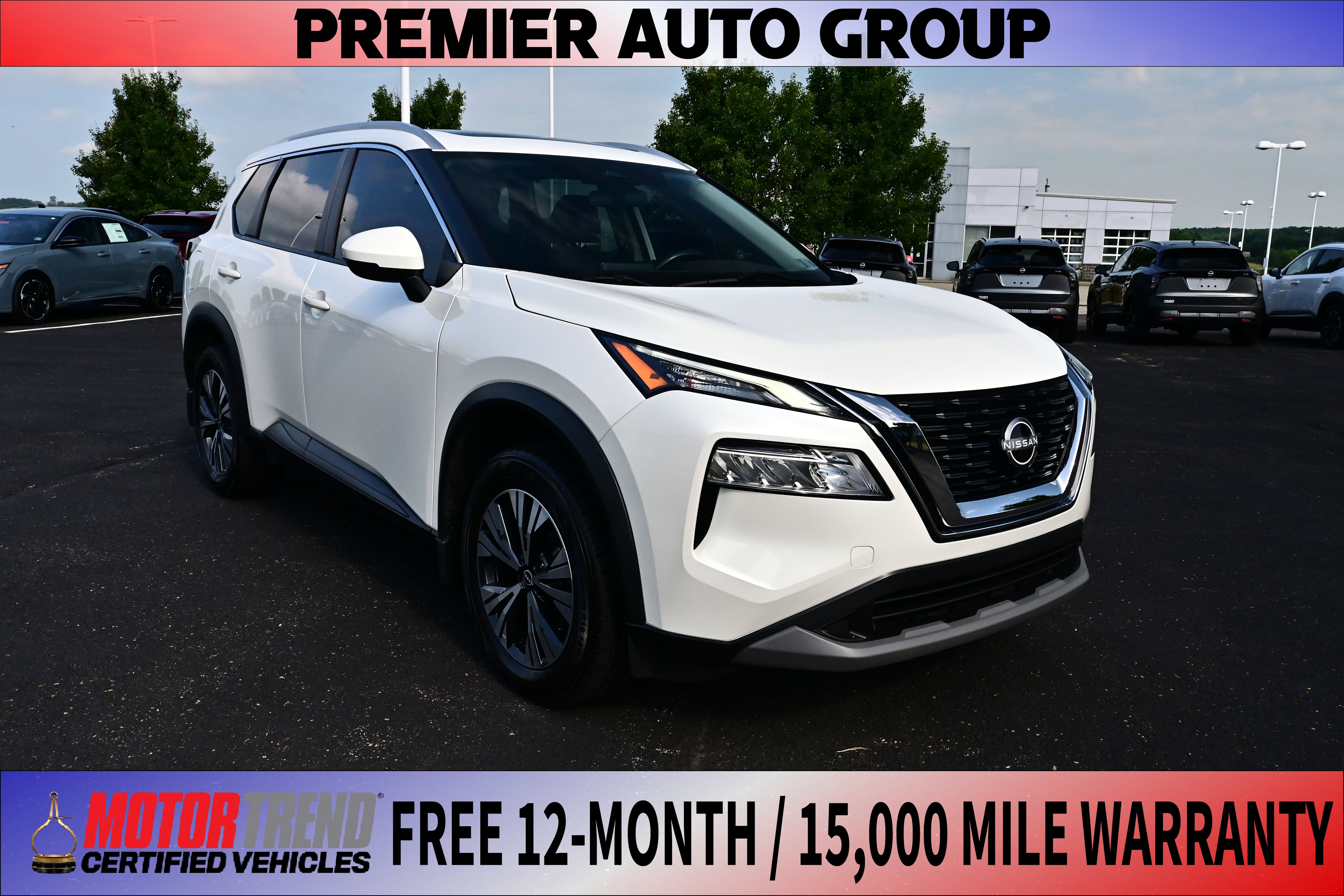 2022 Nissan Rogue SV in Pearl White Tricoat — front three-quarter view