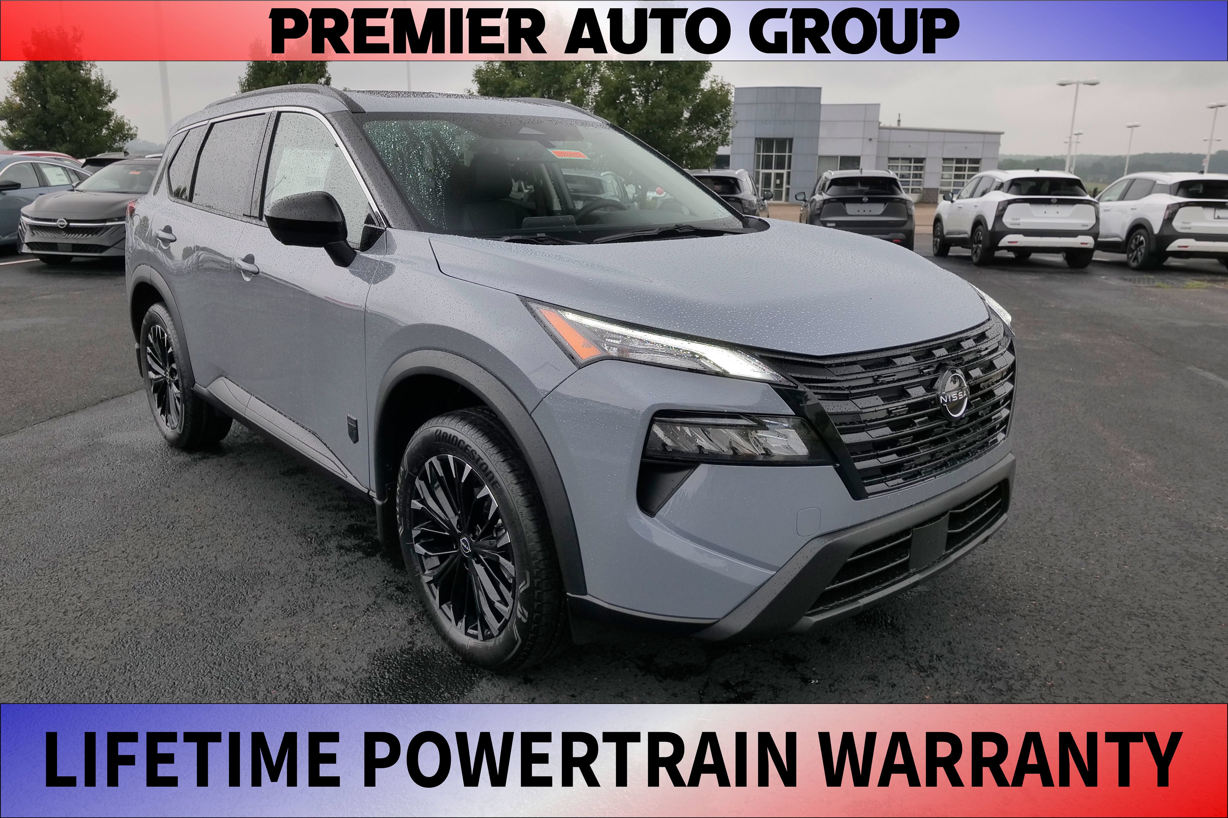 2026 Nissan Rogue Dark Armor in Boulder Gray Pearl — front three-quarter view