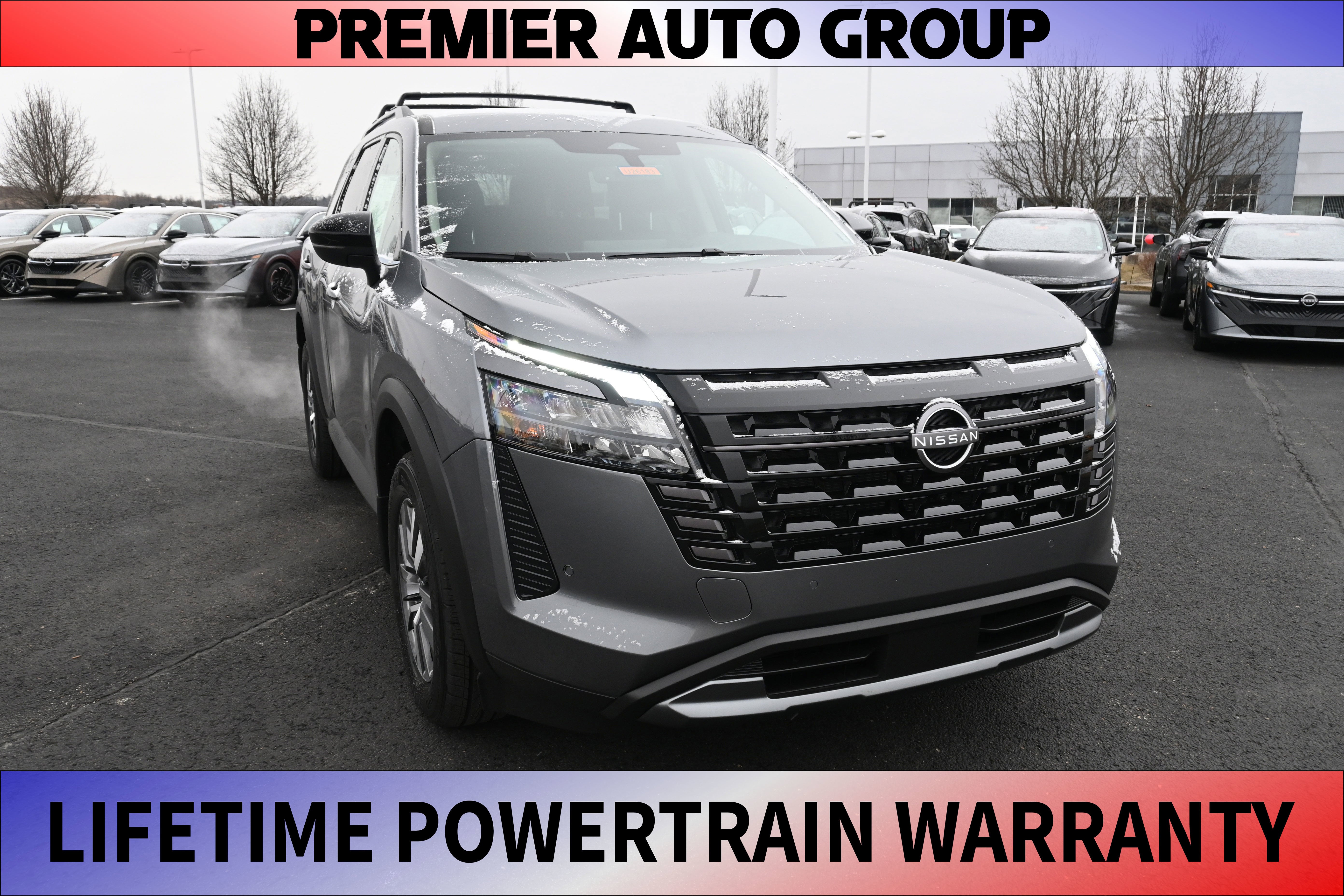 2026 Nissan Pathfinder SL in Gun Metallic — front three-quarter view