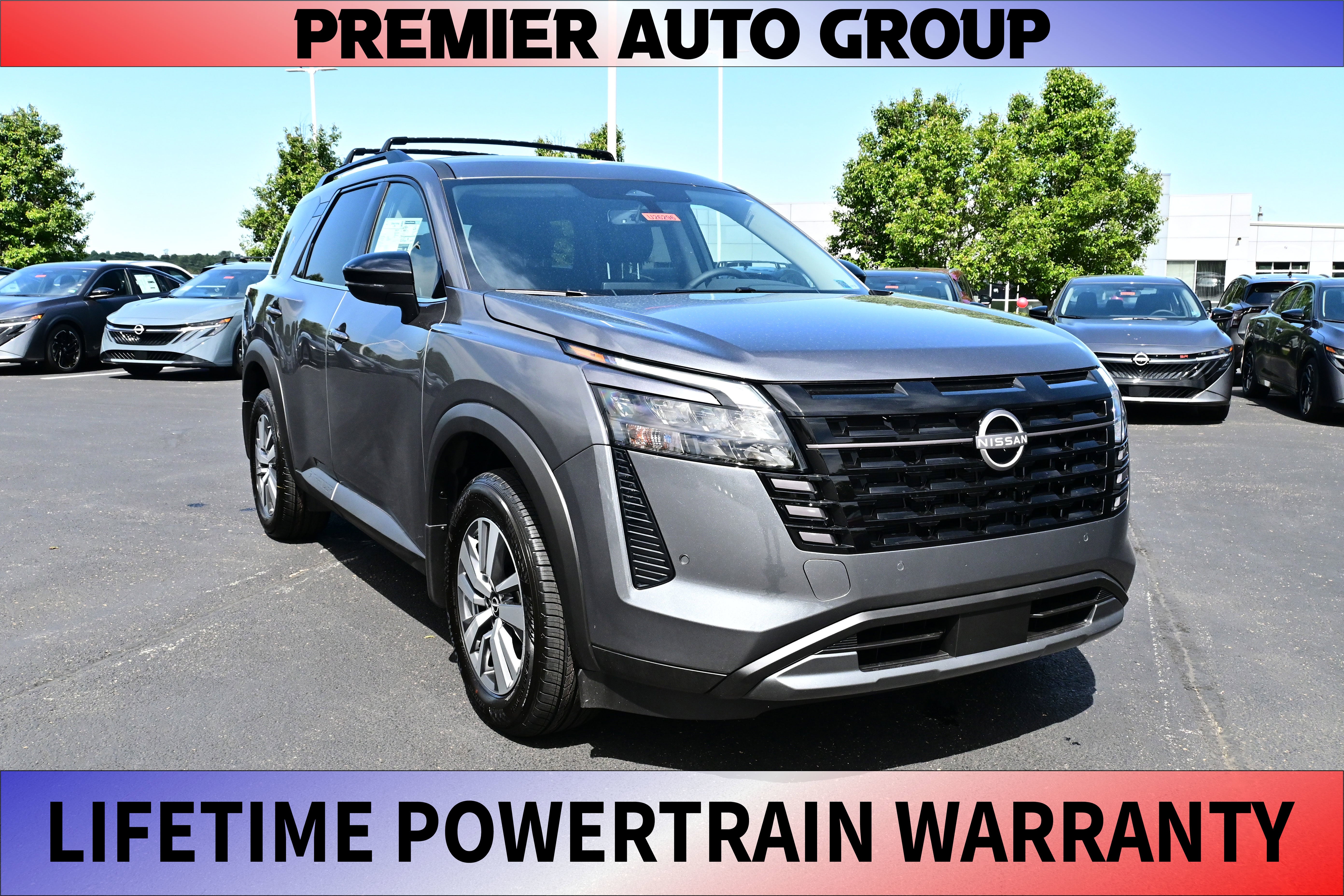 2026 Nissan Pathfinder SL in Gun Metallic — front three-quarter view